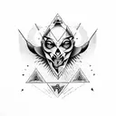 triangle with an eye associated with the word devil  tattoo design idea