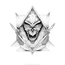 triangle with an eye associated with the word devil  tattoo design idea