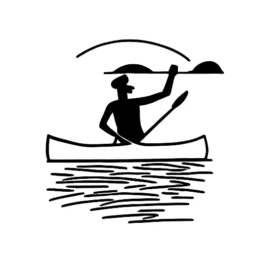 man and his dog on canoe tattoo design idea
