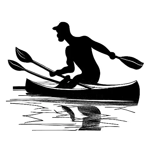 man and pet dog on canoe tattoo design idea