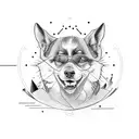 man and pet dog on canoe tattoo design idea