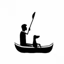 man and his dog on canoe tattoo design idea
