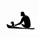man and his dog on canoe tattoo design idea