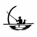 man and his dog on canoe tattoo design idea