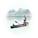 man and his dog on canoe tattoo design idea