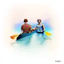 man and his dog on canoe tattoo design idea