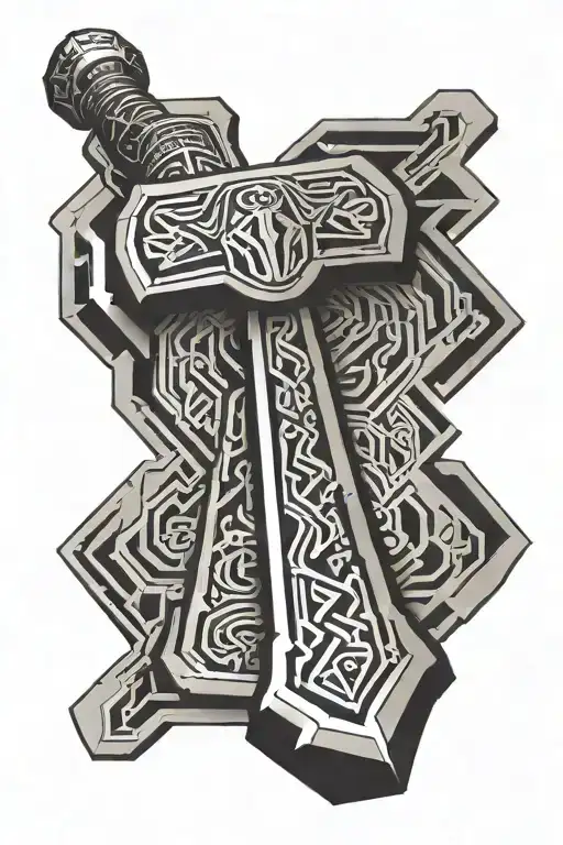 Thor's hammer Mjolnir tattoo design idea