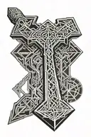 Thor's hammer Mjolnir tattoo design idea