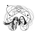 Invisible string linking mom and daughter through the universe tattoo design idea