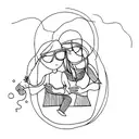 Invisible string connecting mom and daughter tattoo design idea