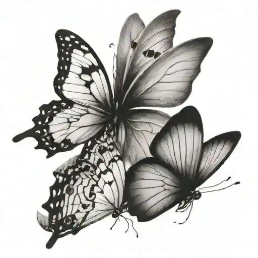 two butterflies flying tattoo design idea