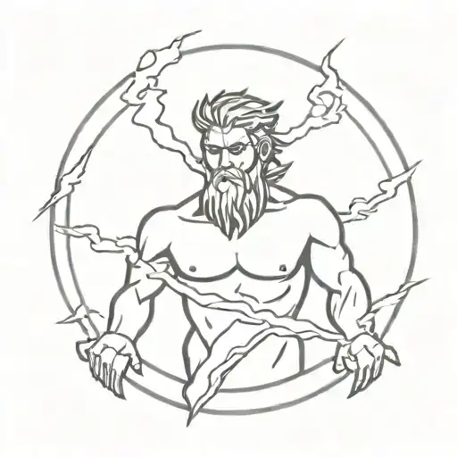 Zeus throwing lightning bolts tattoo design idea