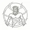 Zeus throwing lightning bolts tattoo design idea