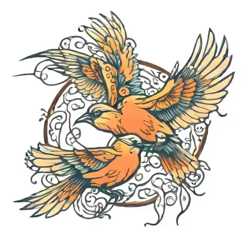 birds flying tattoo design idea