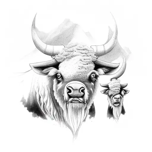 three withe bisons tattoo design idea