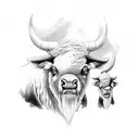 three withe bisons tattoo design idea