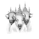 three withe bisons tattoo design idea