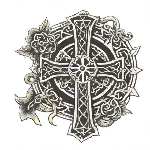 Roman Numerals with Celtic Cross   tattoo design idea