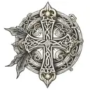 Roman Numerals with Celtic Cross   tattoo design idea