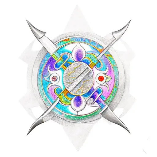 simple pisces yin yang spear tattoo for forearm tattoo design idea
