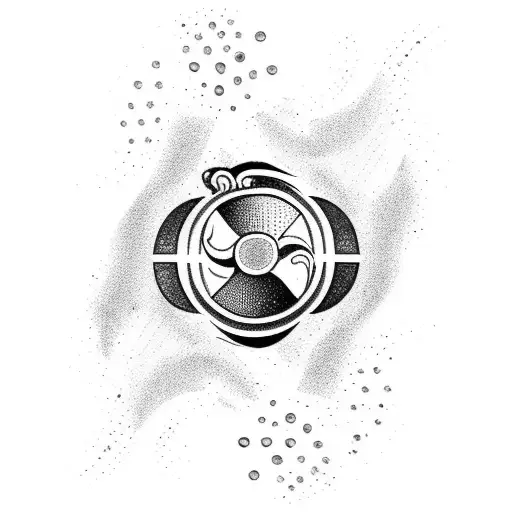 simple pisces, yin yang, spear tattoo tattoo design idea