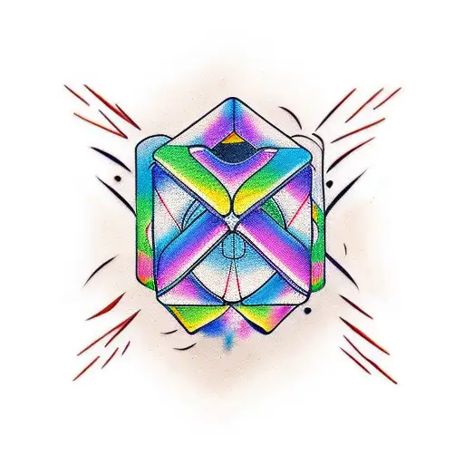 3x3 solved rubiks cube top half fading away bottom half melting tattoo design idea