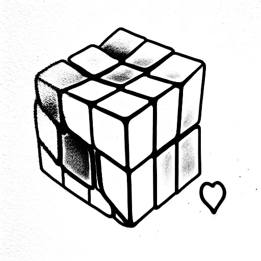 rubiks cube top half fading away bottom half melting tattoo design idea