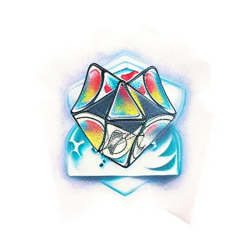 rubiks cube top half fading away bottom half melting tattoo design idea