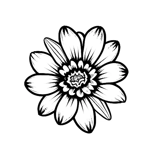 line art marigold daisy daffodil tattoo design idea