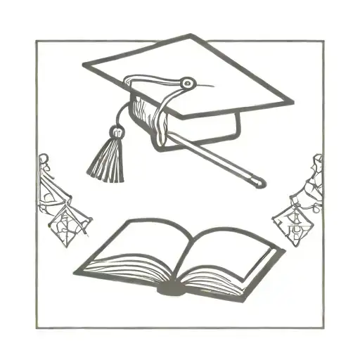 math symbols incorporated with a graduation cap and a closed book  tattoo design idea
