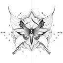 Butterfly with sagittarius with phoenix with date tattoo design idea