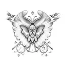 Butterfly with sagittarius with phoenix with date tattoo design idea