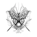 Butterfly with sagittarius with phoenix with date tattoo design idea