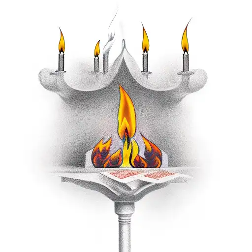 a burning candlestick tattoo design idea
