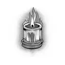 a burning candlestick tattoo design idea