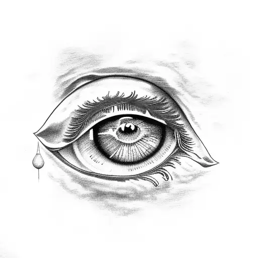 eye with clouds tattoo design idea