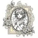 create a tattoo of horrified anime within rectangle frame and upto 5 inchs tattoo design idea