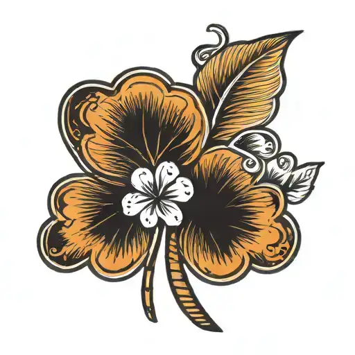 western penny and four leaf clover intertwined tattoo design idea