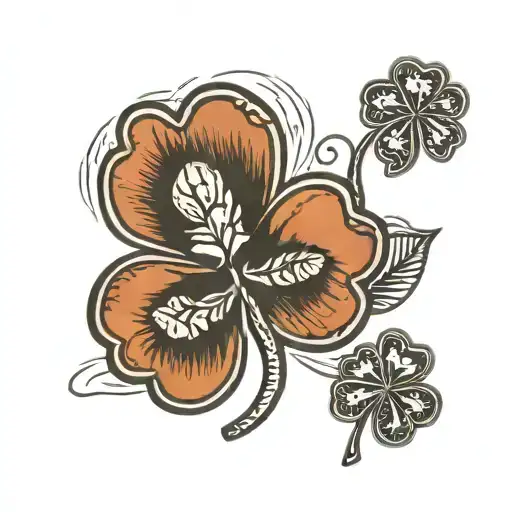 western penny and four leaf clover tattoo design idea