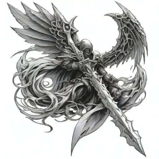 Tyrael Angel Sword tattoo design idea