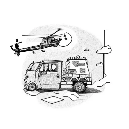 helipilot and truck driver. tattoo for couple. two tattoss In arms tattoo design idea