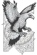 eagle on elbow spiraling polygons tattoo design idea