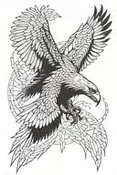 eagle on elbow spiraling polygons tattoo design idea