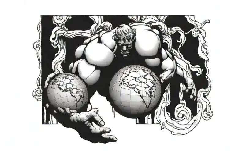 Atlas holding the world tattoo design idea