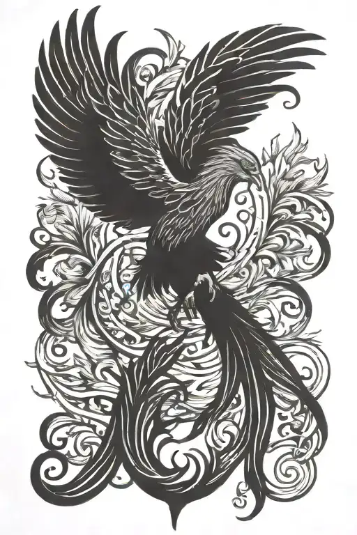 phoenix with good enough text  tattoo design idea