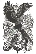 phoenix with good enough text  tattoo design idea