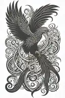 phoenix with good enough text  tattoo design idea