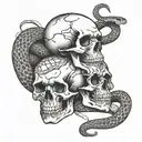 snakes in skulls tattoo design idea