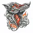red flames on throat tattoo design idea