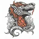 red flames on throat tattoo design idea